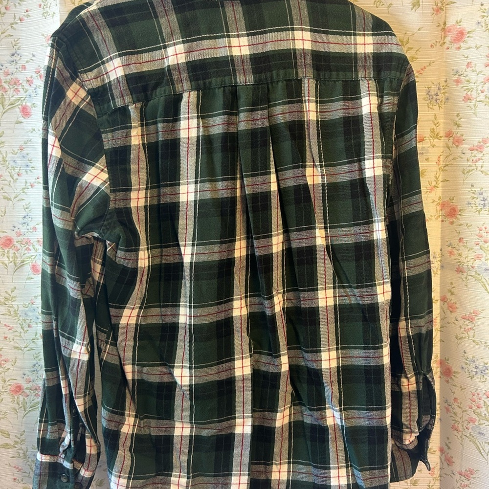 St. John's Bay Forest Green Plaid Button Down Shirt - Picture 3 of 3